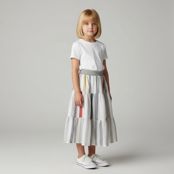 Mom and Pop's Kids Other - Skirt Girls 6 Maxi Colorful Stripe‎ Ruffle Tier 100% Cotton Mom and Pop's Kids